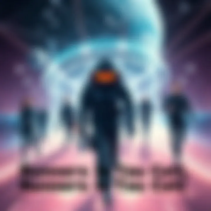 Runners in Tau Ceti A digital representation of the Runners in Tau Ceti, showing diverse characters connected to a corporate network, with a futuristic space backdrop.