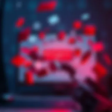 A computer screen showing a warning about low storage space with files scattered around.