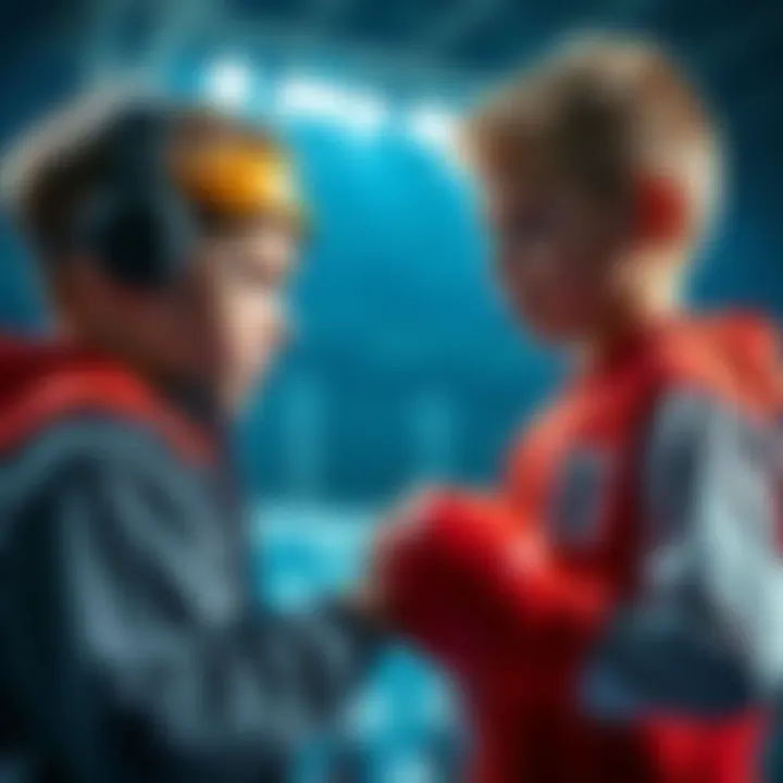 Two skilled Russian kids preparing for a finals match, full of energy and determination.