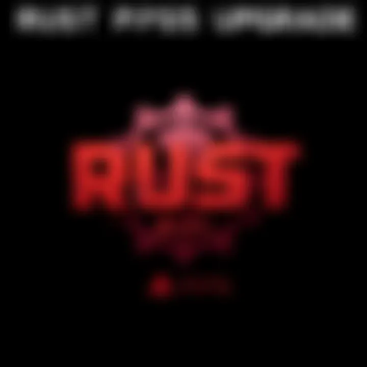 A visual representation of the Rust game logo with PS4 and PS5 icons showing the upgrade process