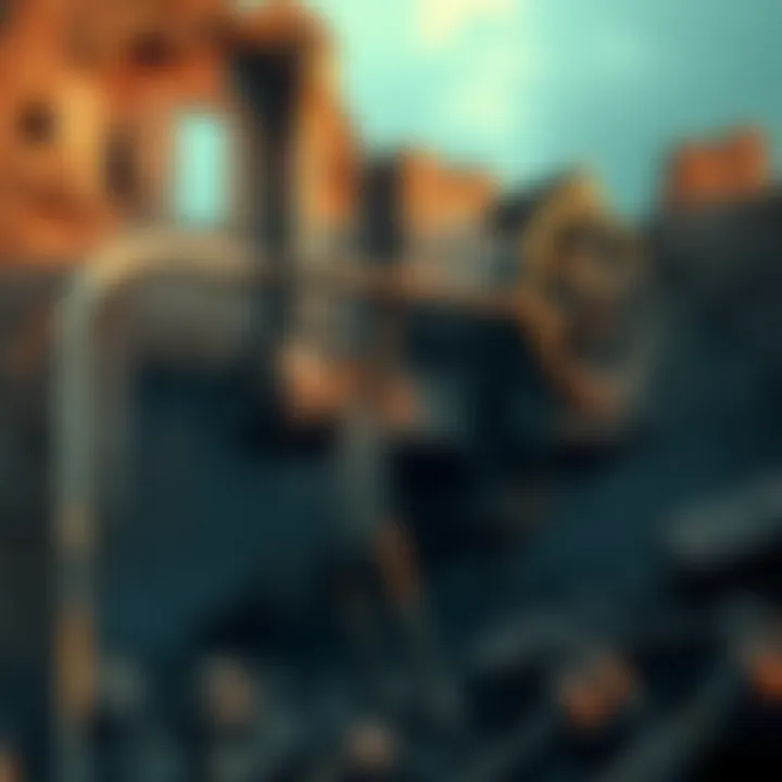 Rusty Machinery in a Decaying Environment A scene featuring old, rusty machinery surrounded by crumbling structures, creating an eerie atmosphere reminiscent of horror games.