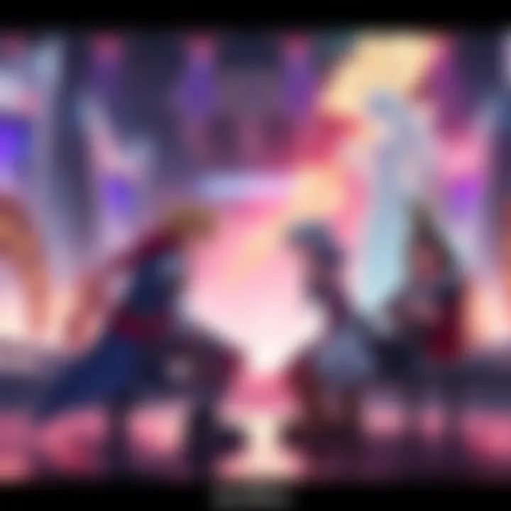 Art showing characters from RWBY and Kingdom Hearts interacting in a game setting