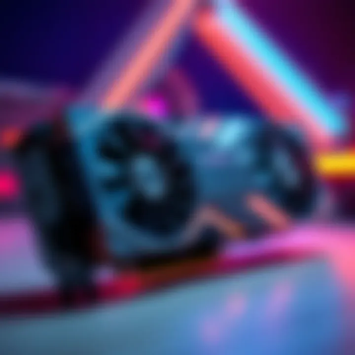 Close-up view of the RX 9070 XT graphics card showcasing its design and features.