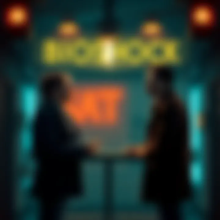 Ryan and Cohen Meeting Ryan and Cohen discussing in a dimly lit setting, reflecting the BioShock atmosphere