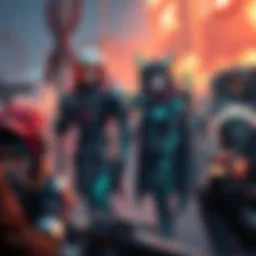 Two Warframe characters showcasing their Railjack builds while surrounded by frustrated players, highlighting a heated discussion about performance.