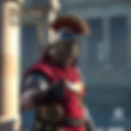 Concept art showing a Roman soldier in battle gear, set in an ancient Roman backdrop, highlighting the game's ambitious visuals and action elements.