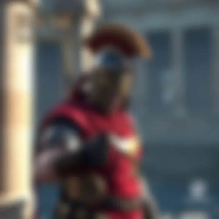 Concept art showing a Roman soldier in battle gear, set in an ancient Roman backdrop, highlighting the game's ambitious visuals and action elements.