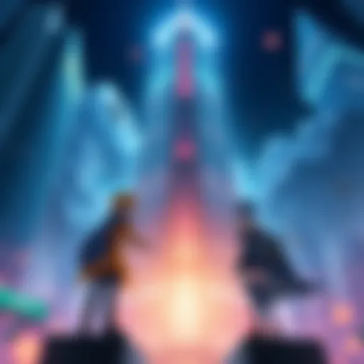 Characters from seasons one and two strategizing for a raid on a futuristic skyscraper, preparing to face a formidable foe, Smasher.