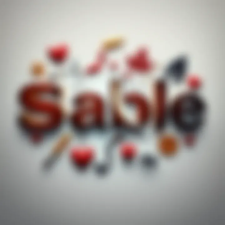 A stylized representation of the word 'Sable' in bold typography, surrounded by various symbols representing its meanings in culture such as art and fashion.