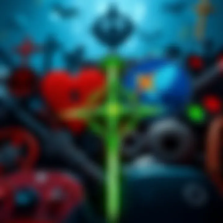 A collection of various sacred symbols from different video games, displayed together to show their significance in gaming culture.