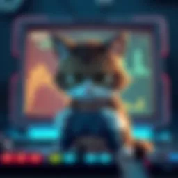 A cartoon cat with downcast eyes sitting in front of a gaming console, looking disappointed while holding a game controller.