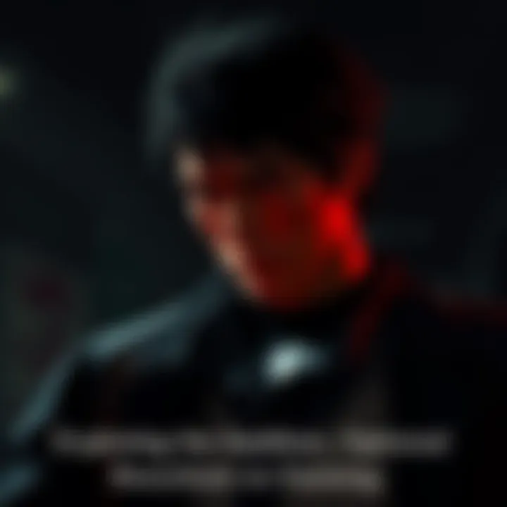 A character from Yakuza 7 reflecting on a painful memory, surrounded by dark shadows and soft, melancholic lighting.