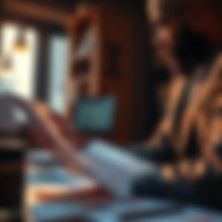 Person reviewing financial documents with Sadaka investment highlighted