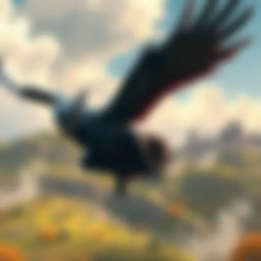 Safi'jiiva soaring through a vibrant Wilds landscape, showcasing its unique energy and features.