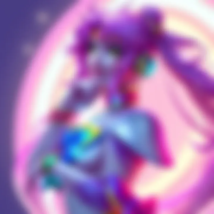 A vibrant and colorful Sailor Moon character with an outrageous new skin, featuring sparkling details and playful elements, set against a bright background.