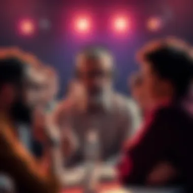 Saintontas discussing game opinions in a heated debate, with expressions of shock among listeners, reflecting the gravity of the analogy made.