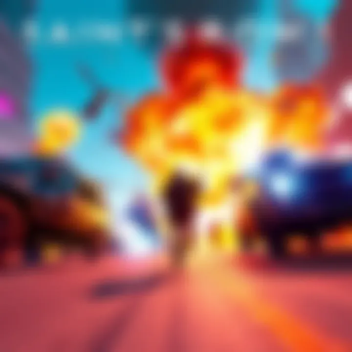 A player character engaging in a chaotic Mayhem mission in Saint's Row 1, featuring vibrant explosions and vehicles in action.