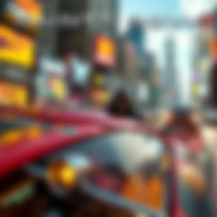 A character from Saints Row 1 driving a colorful car in a vibrant city, showcasing action and adventure