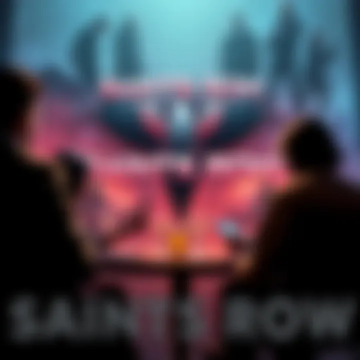 People discussing the future of the Saints Row franchise with images of the game's logo and characters in the background.