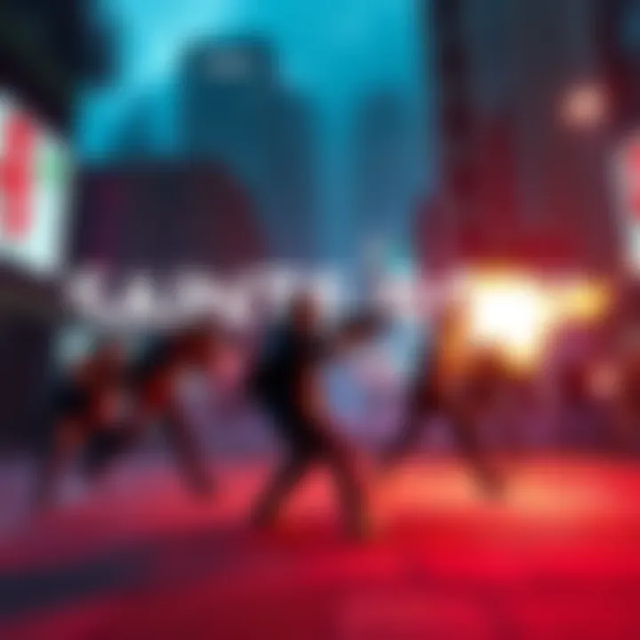 A screenshot of Saints Row reboot gameplay showing action in an urban environment with players engaged in combat.  