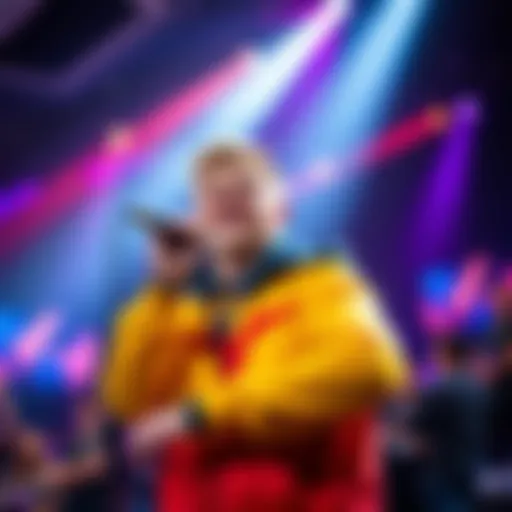 Saksa performs at a Team Yandex event, showcasing his gaming skills and strong presence on stage