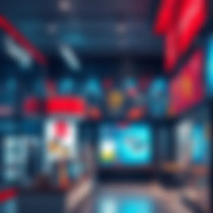 A storefront showcasing both physical products and digital displays, illustrating the blend of retail channels.