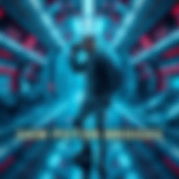 Sam Porter Bridges in a futuristic setting Sam Porter Bridges standing in a high-tech environment, scanning his surroundings with advanced technology, blending reality and fantasy