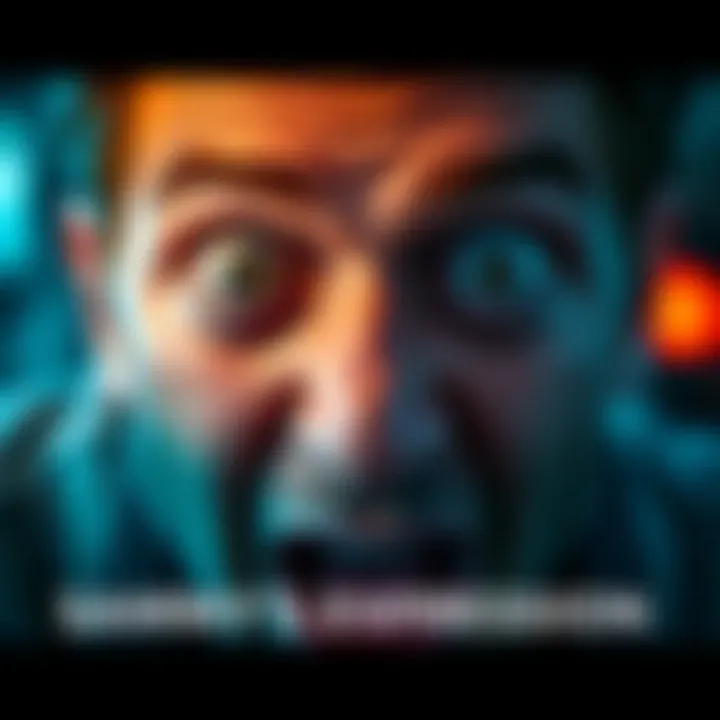 A close-up of Sammy's face displaying surprise and intrigue, capturing a moment filled with emotion and depth