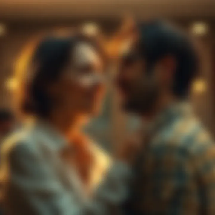 Sam looks at Fragile with a warm expression, capturing their growing feelings for each other in a soft-lit setting.