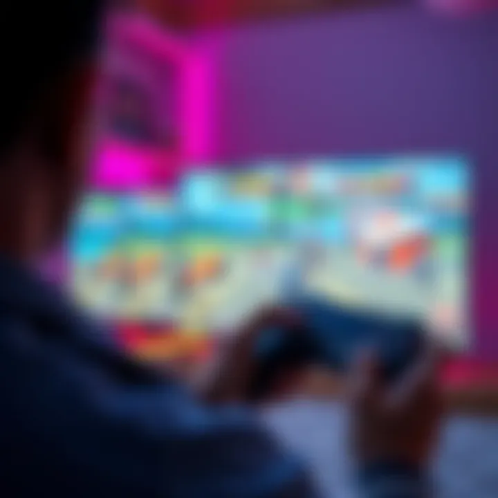A person plays a cloud game on their Samsung A16, showing focus on the screen and a gaming controller in hand.