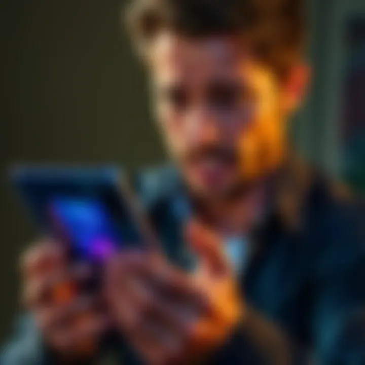 A frustrated person holding a Samsung A56 smartphone, looking at the screen with disappointment, showing issues in performance compared to competitors.