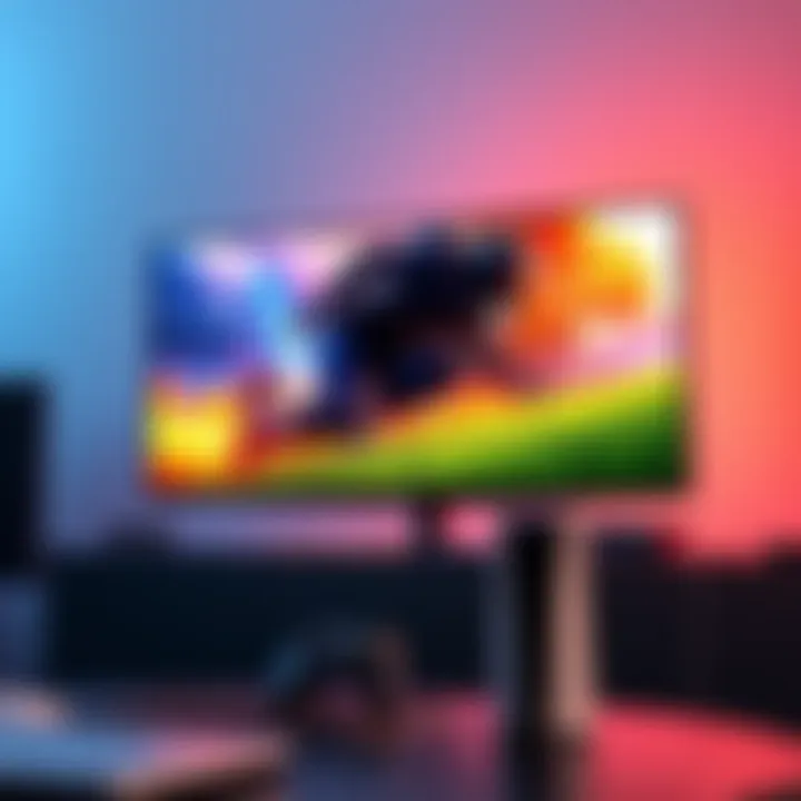 A Samsung Odyssey G5 27-inch monitor displaying vibrant graphics while connected to an Xbox Series S console.