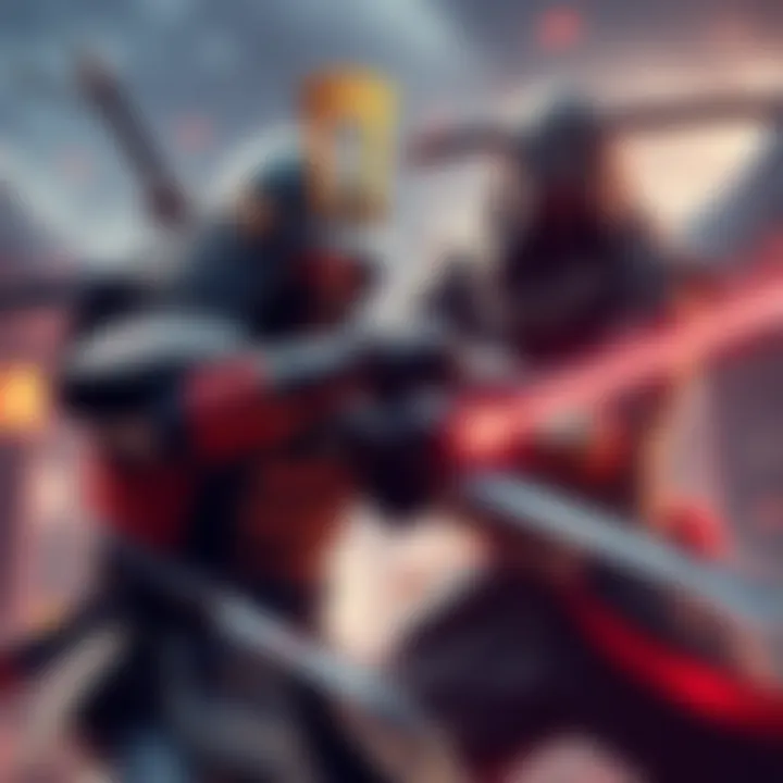 Samurai and Ninja Characters in Battle A fierce Samurai character in armor faces off against a Ninja character in stealth mode, highlighting their contrasting styles and levels in gaming.