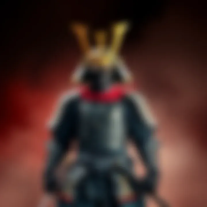 Samurai warrior standing proudly A samurai warrior in traditional armor holding a katana, symbolizing strength and honor.