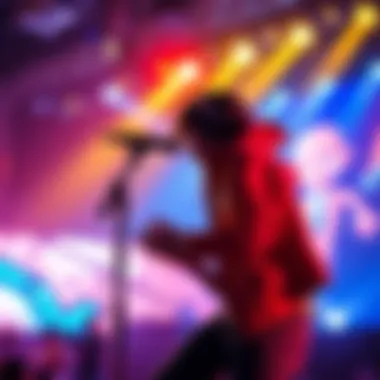 SamuSonicash on stage with bright lights, engaging the audience while performing the song Triple Threat.