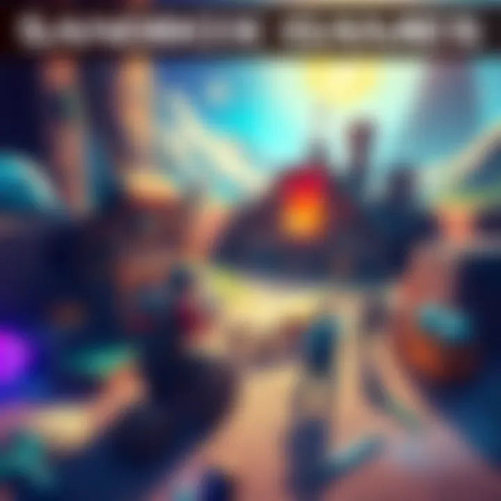 A vibrant scene showcasing a player constructing a base in a sandbox game, surrounded by various tools and resources for exploration and crafting.