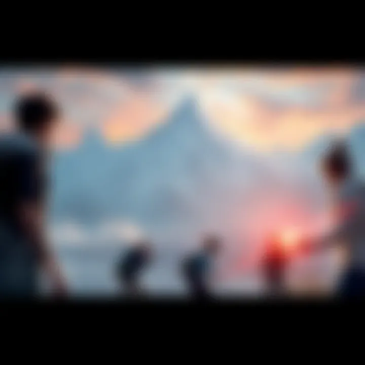 Concept art of a new video game project from Santa Monica Studio, featuring dynamic landscapes and characters