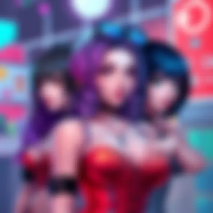 Colorful characters from various lesbian-themed games on Steam, showcasing diverse genres outside of visual novels