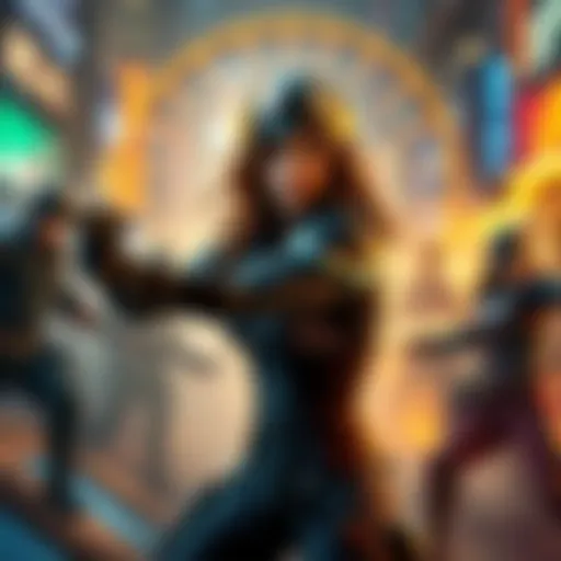 Sarah shows strength and determination, ready for action in a dynamic scene