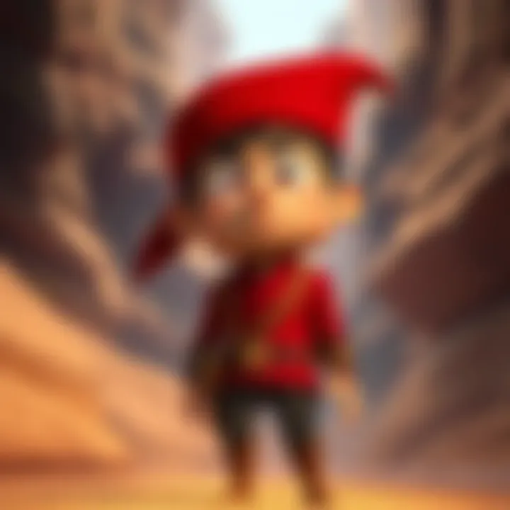 Animated character Sarge with a determined expression, standing in a sandy canyon, reminiscent of the Blood Gulch setting.