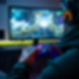 A player customizing the Saros controller settings on a gaming console while focused on a screen showing Returnal gameplay.