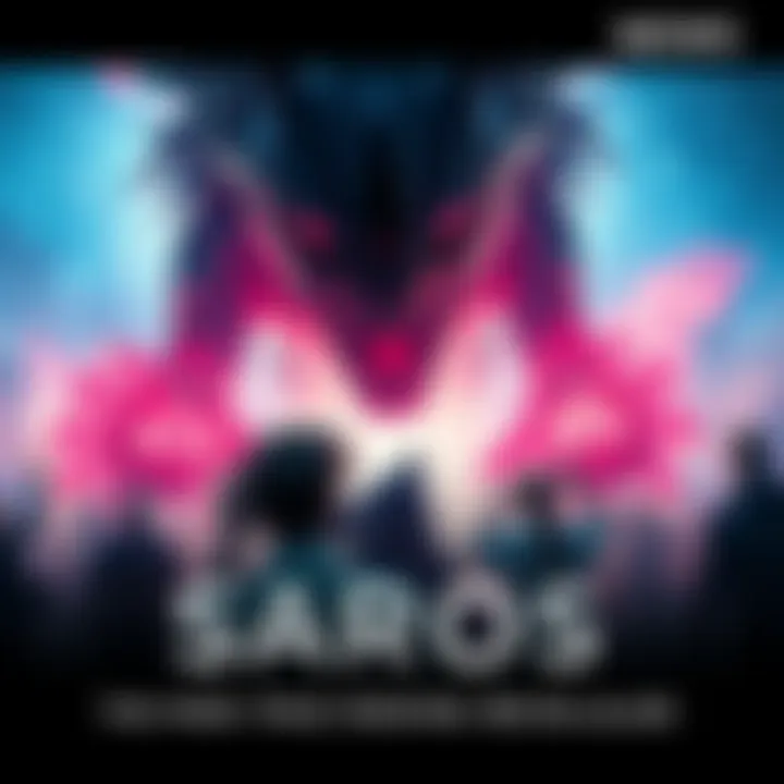 SAROS Game Ending Scene A dramatic scene depicting the climax of SAROS with characters confronting a powerful force, showcasing their emotions and determination in a surreal environment.