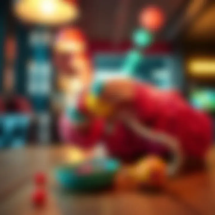 Satisfying Yoink Moment A person playfully snatching a colorful toy from a table, showcasing the excitement of a successful yoink.