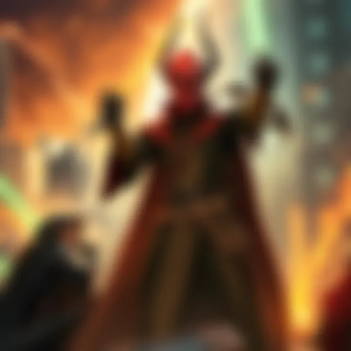 Players discussing the ban of Sauron and the allowance of Foom in High Voltage card game