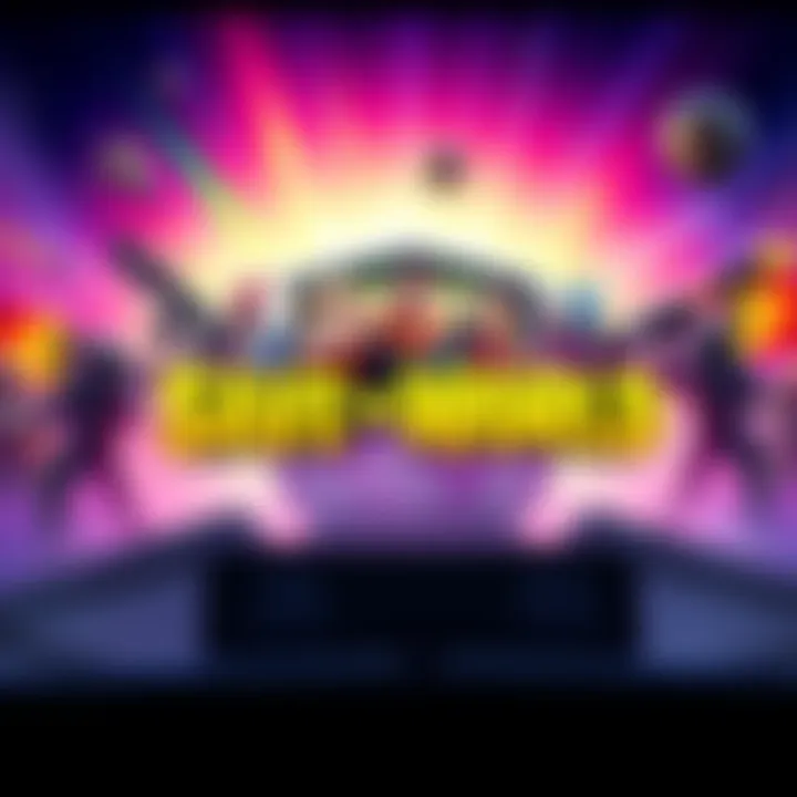 A vibrant loading screen from Save the World showing characters and weapons with a colorful background.