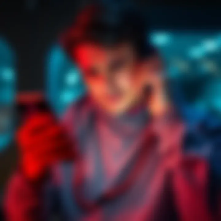 A concerned individual examining their phone, realizing they have been scammed, with worried facial expression