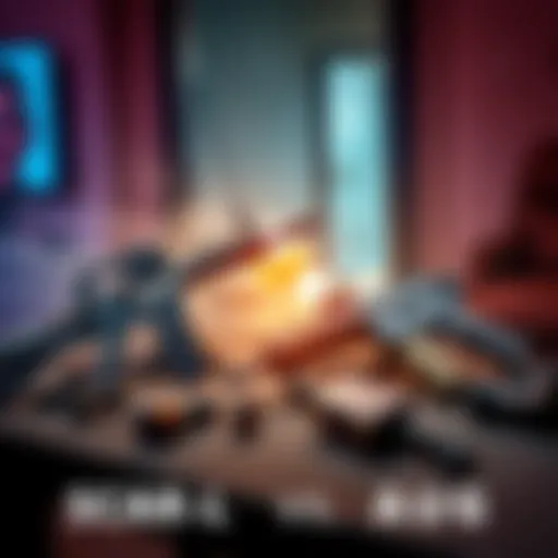 Scar-L vs AUG rifles comparison Side-by-side view of Scar-L and AUG rifles on a table with accessories