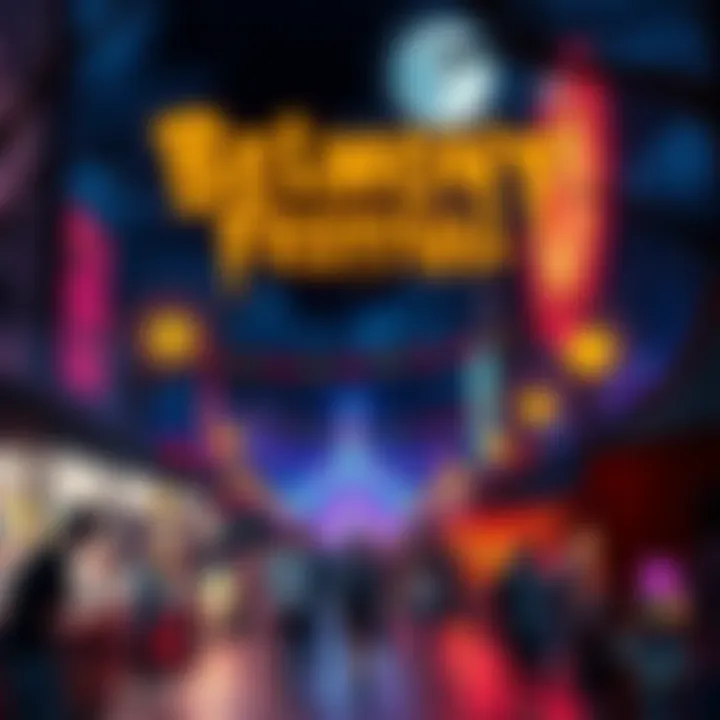 A lively scene at the Belmont Festival featuring vendors, decorations, and people enjoying spooky attractions.