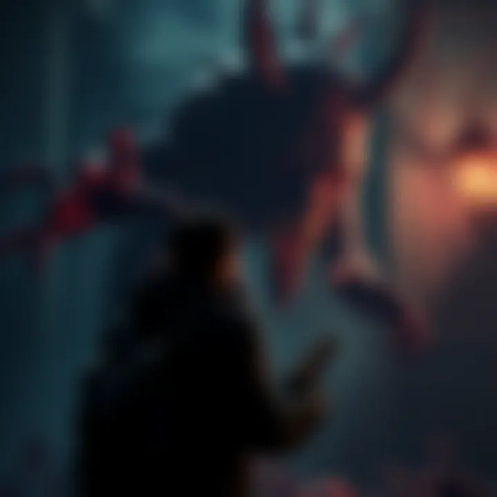 Player encountering a terrifying monster in a dark, eerie environment of a horror game
