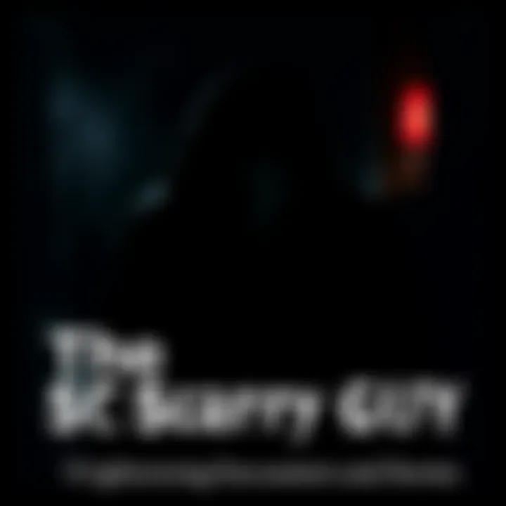A dark figure with a menacing posture lurking in shadows, evoking fear and suspense.